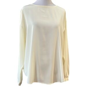 LIZ CLAIBORNE VINTAGE SEMI SHEER LONG SLEEVE BLOUSE CREAM WHITE SIZE 8P